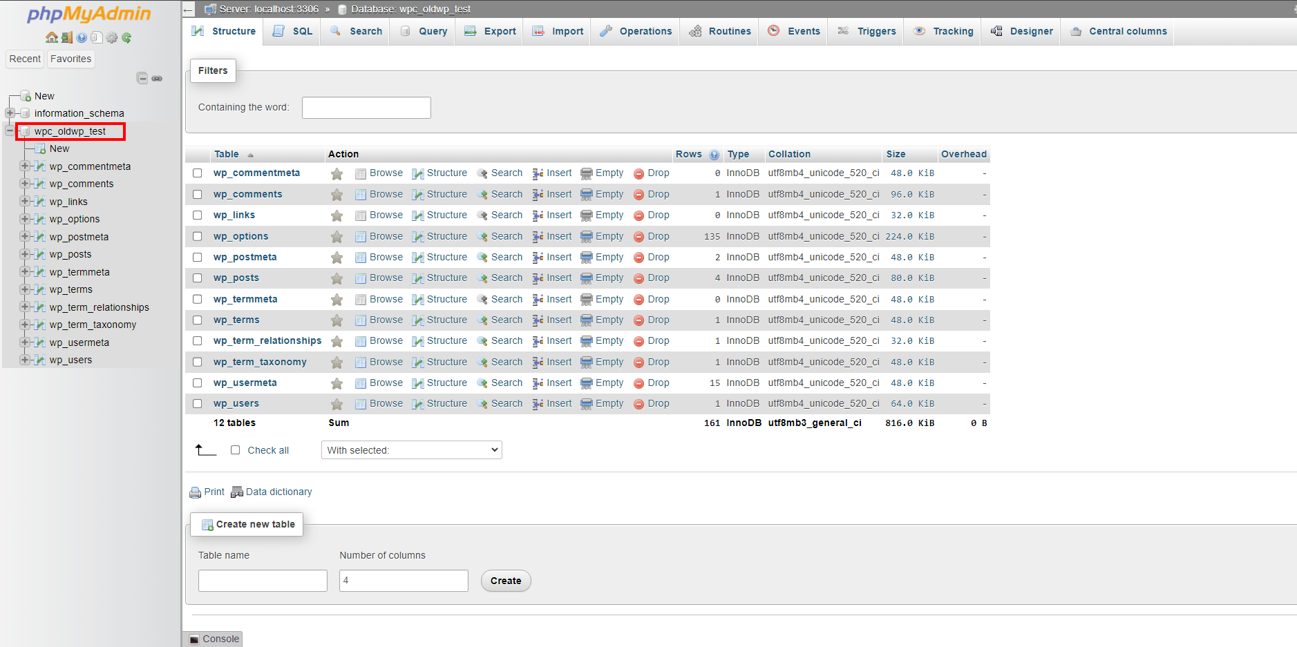 wordpress repair database phpmyadmin tables
